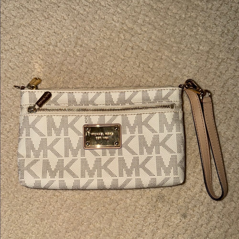 Michael Kors Beige Monogram Wristlet